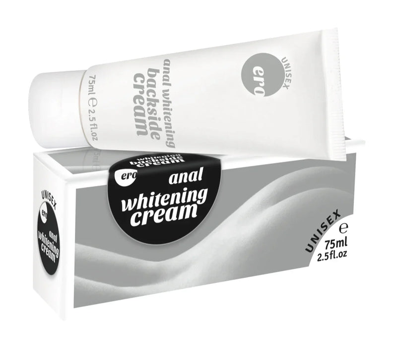 White tube of unisex ero anal whitening cream in sleek minimalist packaging from the whitening collection
