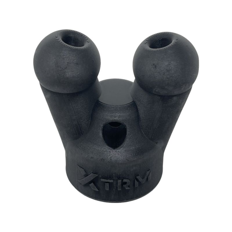 XTRM 3D-printed dual-bubble matte black aroma inhaler with engraved branding and precision-engineered nasal ports