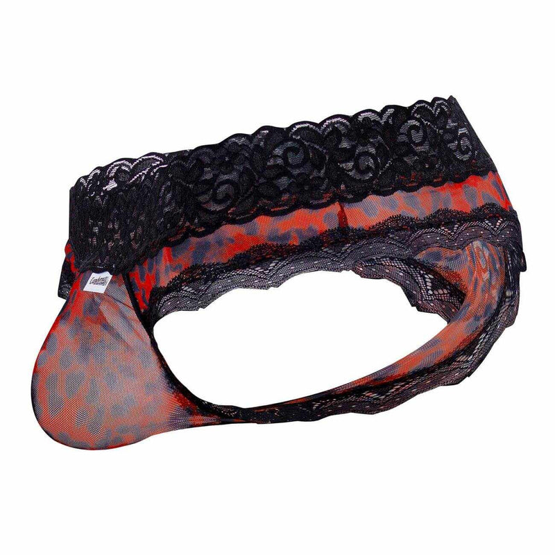 Red and black patterned lace-trimmed mesh men’s underwear from SeductiveUtopiaAPAC.com bedroom lingerie collection