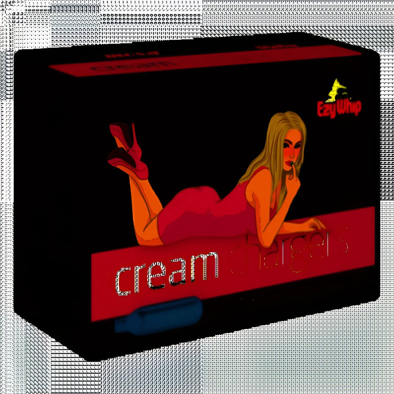 Best Whip Ezywhip Ultra Cream N2O chargers in branded black and red packaging with lifestyle imagery