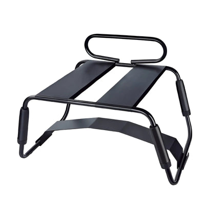Daytona adjustable sex positioning chair with steel frame and cushioned grip handles on white studio background.
