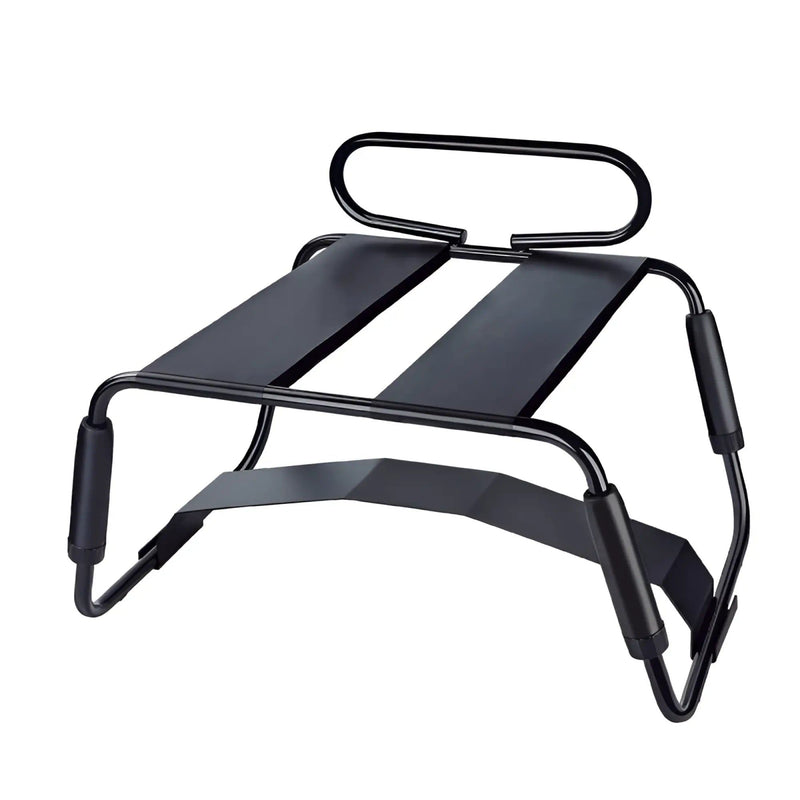 Daytona adjustable sex positioning chair with steel frame and cushioned grip handles on white studio background.