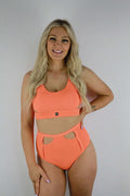 Lily Mid Waist Booty Shorts Orange | Pole Wear