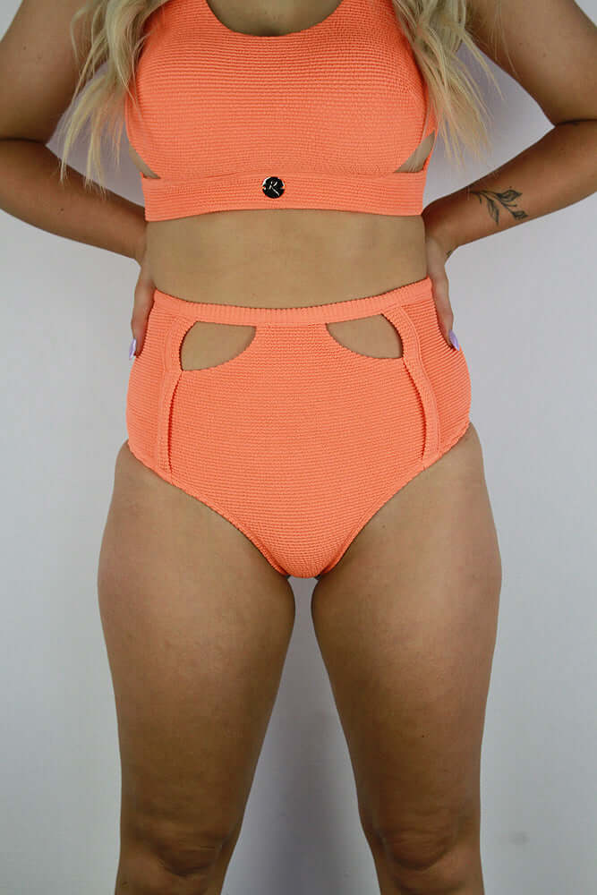 Lily Mid Waist Booty Shorts Orange | Pole Wear