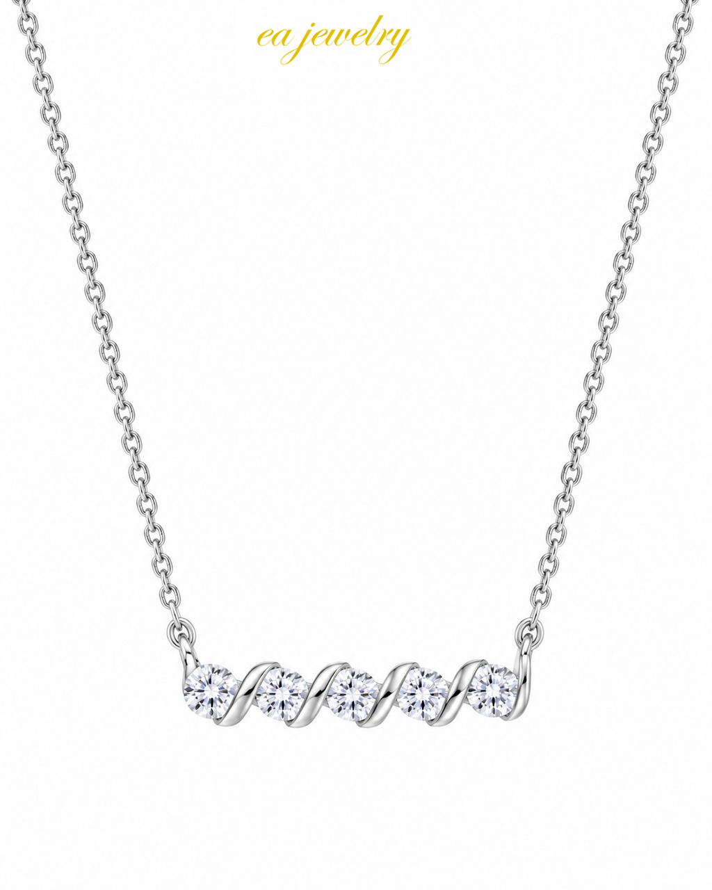 Silver Wave Zircon Necklace