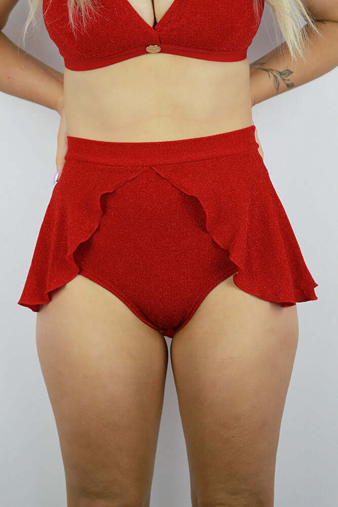 Glitteratti High Waist Skort Red
