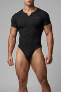 JJ Malibu Men's Striker V-Neck Short Sleeve Bodysuit - Noir