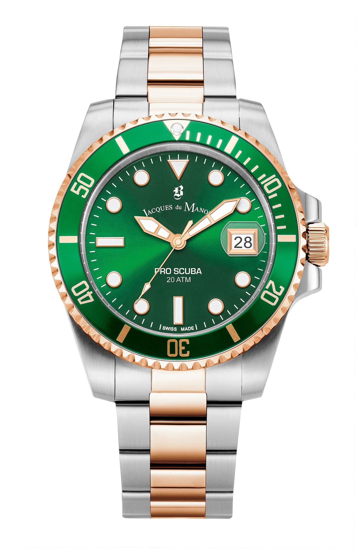JDM Swiss-Made Pro Scuba 43 Two Tone Green Watch