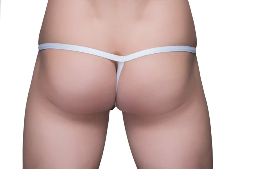 White thong underwear with a thin seamless design from the 10-pack tartarus ring thong collection