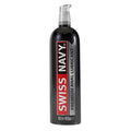 Black bottle of Swiss Navy Anal Lubricant with pump dispenser, 16oz/473ml, silicone-based formula with clove scent for enhanced anal comfort
