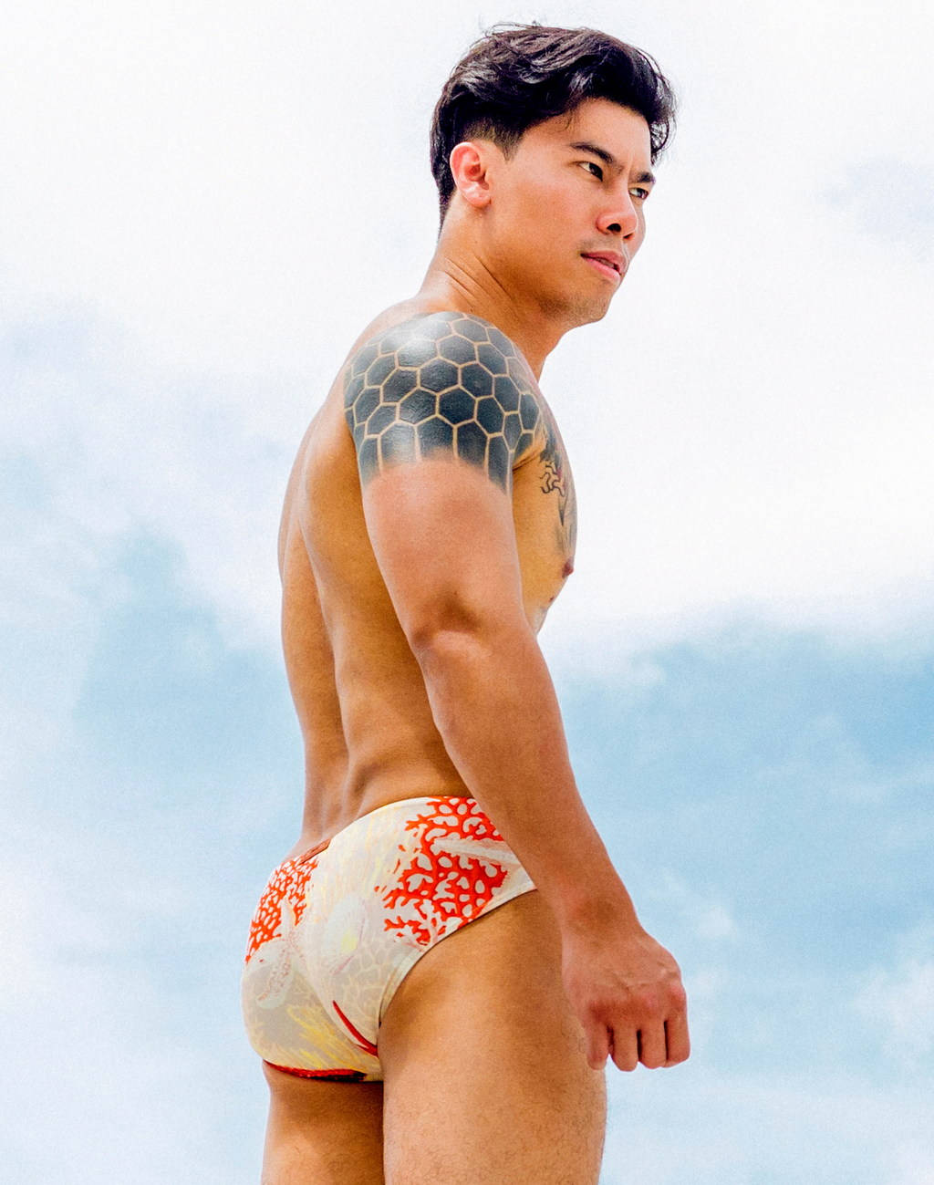 2EROS V10 Print Swim Brief - Starscape Beige