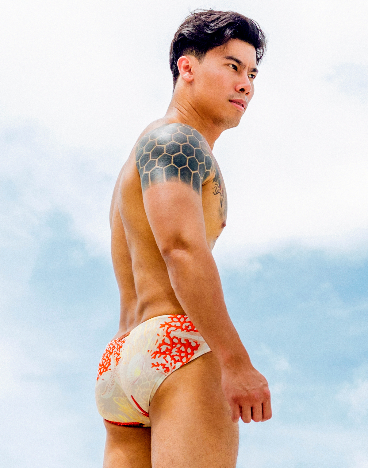 2EROS V10 Print Swim Brief - Starscape Beige