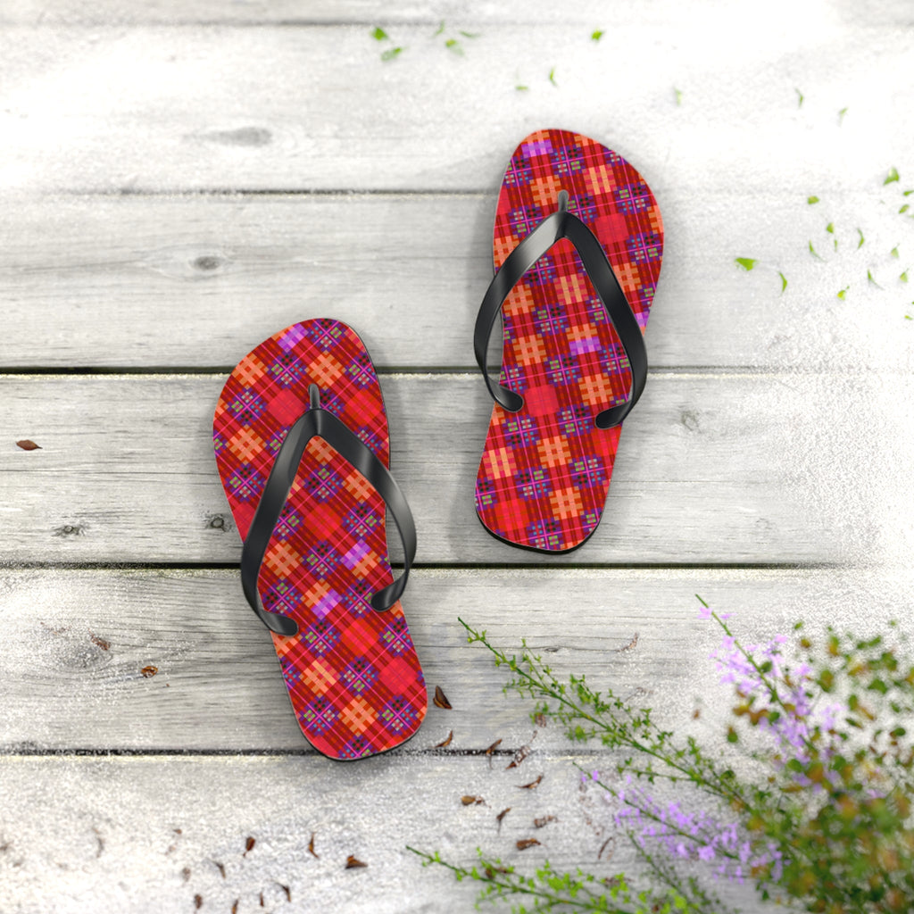 Maris Equi Men's Red Tartan Flip-Flops
