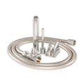 Silver shower bidet kit with flexible hose, metal nozzle, and mounting bracket for adult hygiene use, SKU: SI-60000
