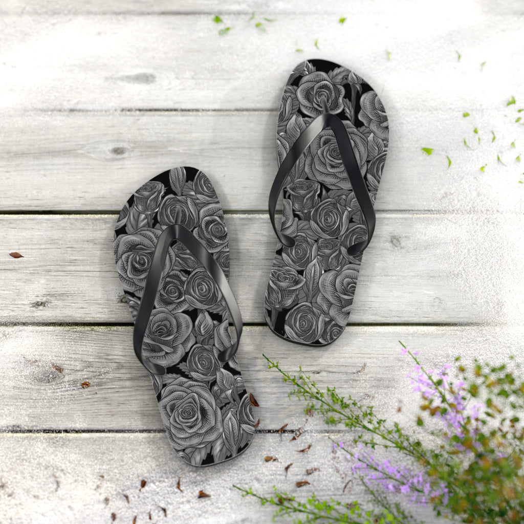 Maris Equi Men's Black Rose Flip-Flops