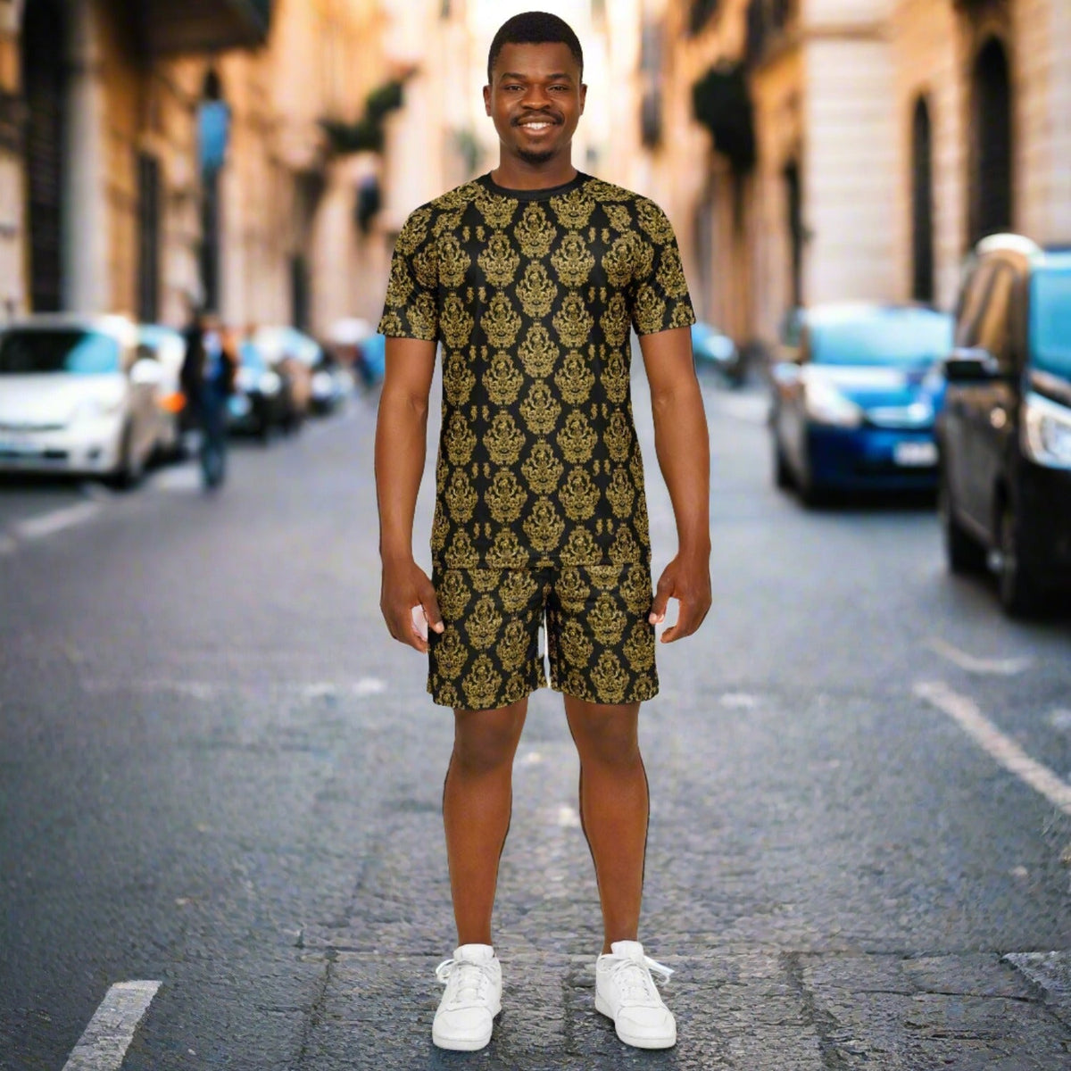 Maris Equi Gold Baroque Men's Sport Shorts and Top Set