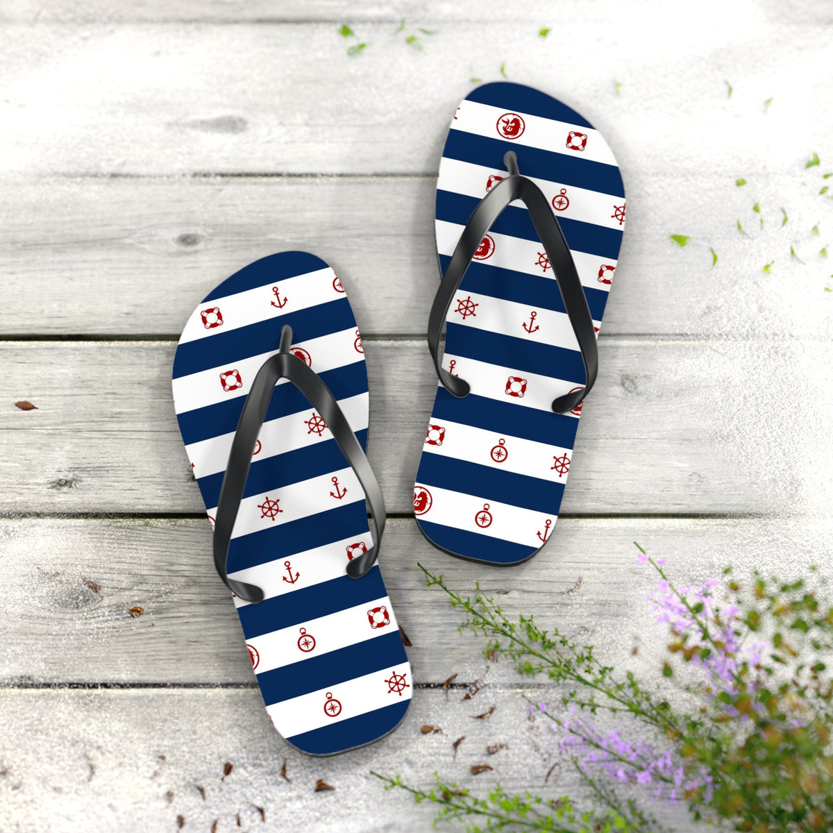 Maris Equi Men's Nautical Print Flip-Flops