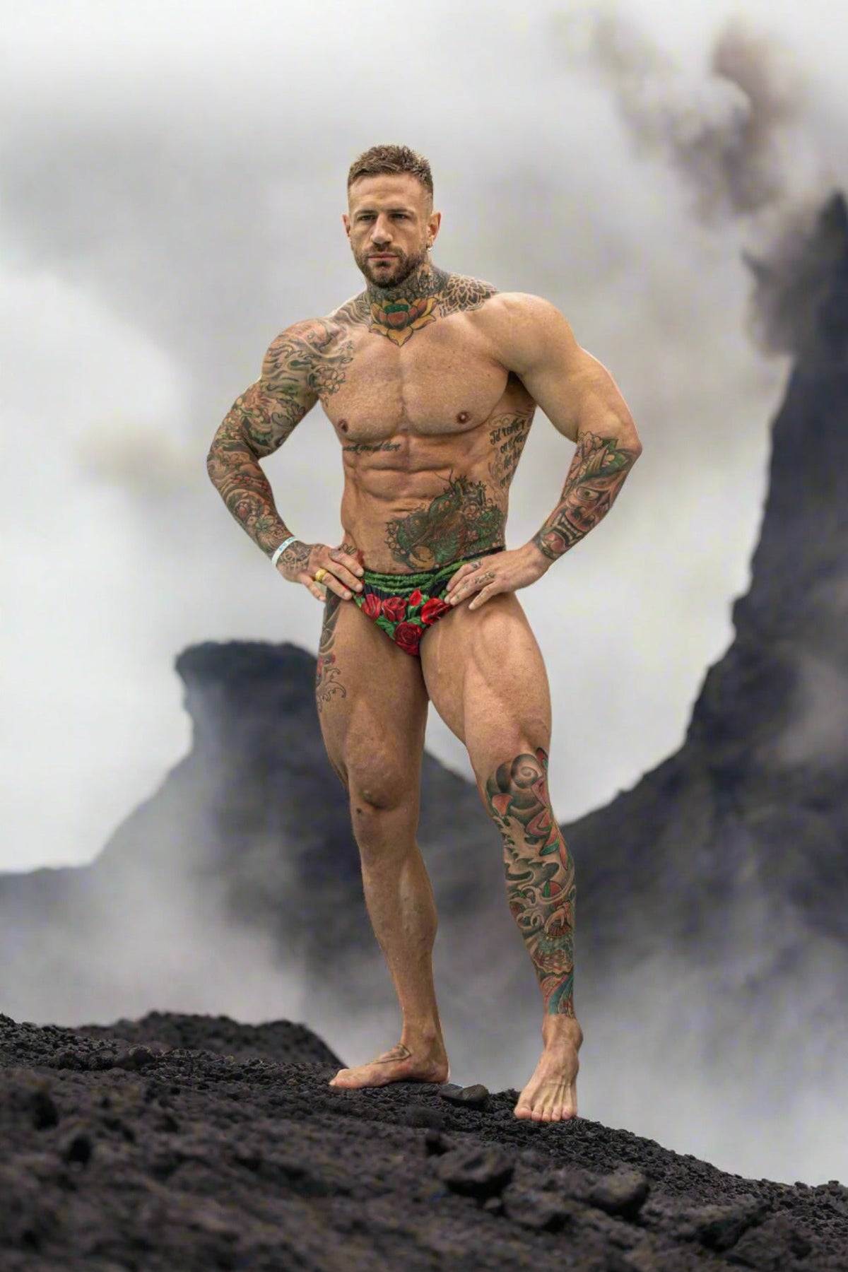 Maris Equi Men's Rozen Red Rose Swim Briefs