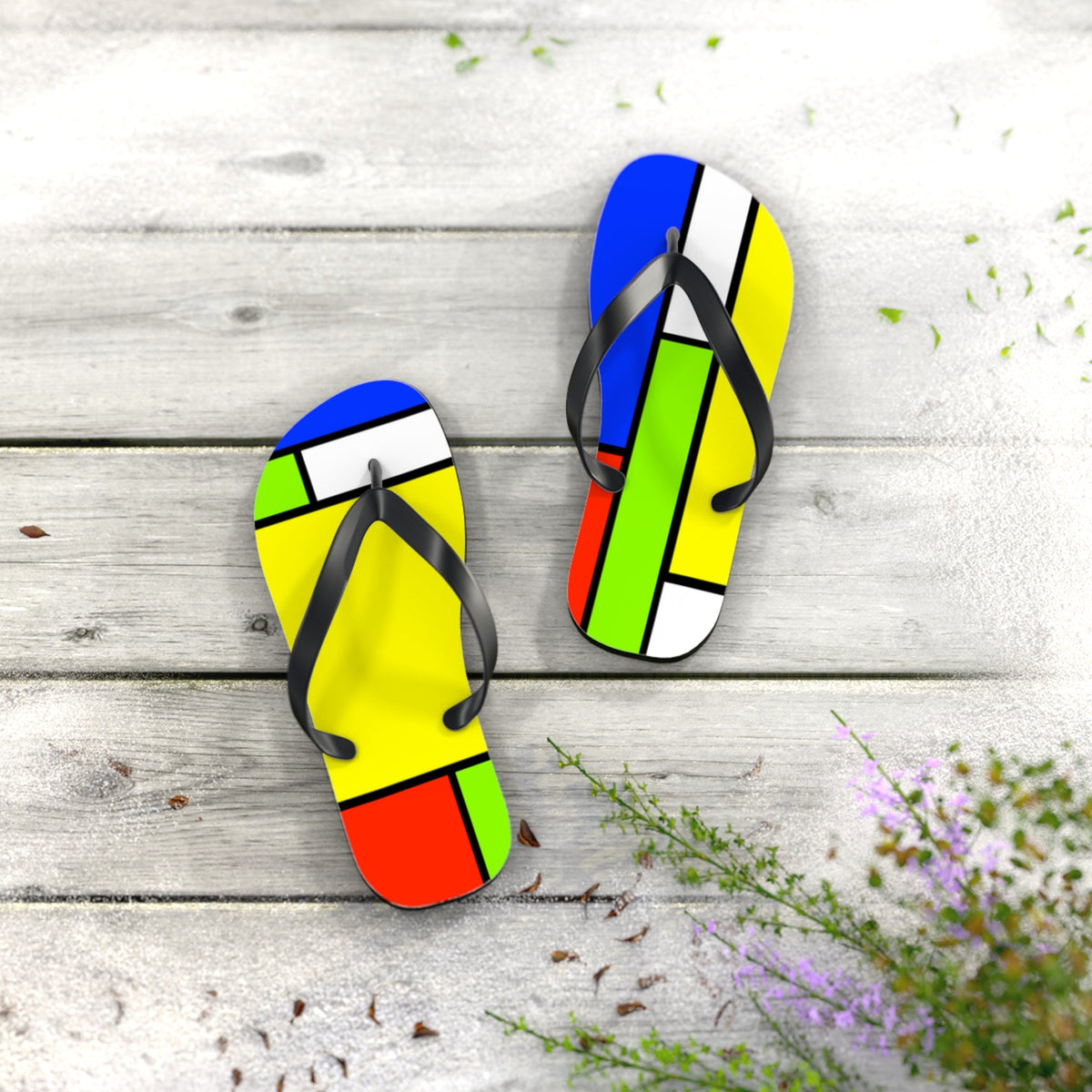 Maris Equi Men's ModRian Mondrian Inspired Flip-Flops