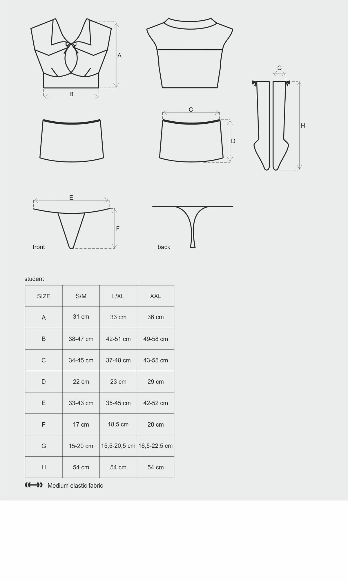 Obsessive Student 4 Pc Costume S/M
