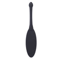 Black silicone paddle with elongated handle and oval impact surface, designed for impact play and BDSM activities, SKU: 02050-60-TH