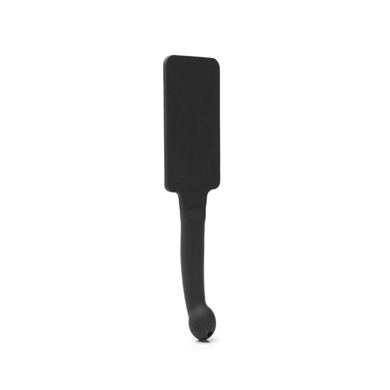 Black Tantus Plunge Paddle Onyx adult toy with a flat rectangular silicone surface and ergonomic handle, made of premium silicone for BDSM play - SKU: 02050-70-TH
