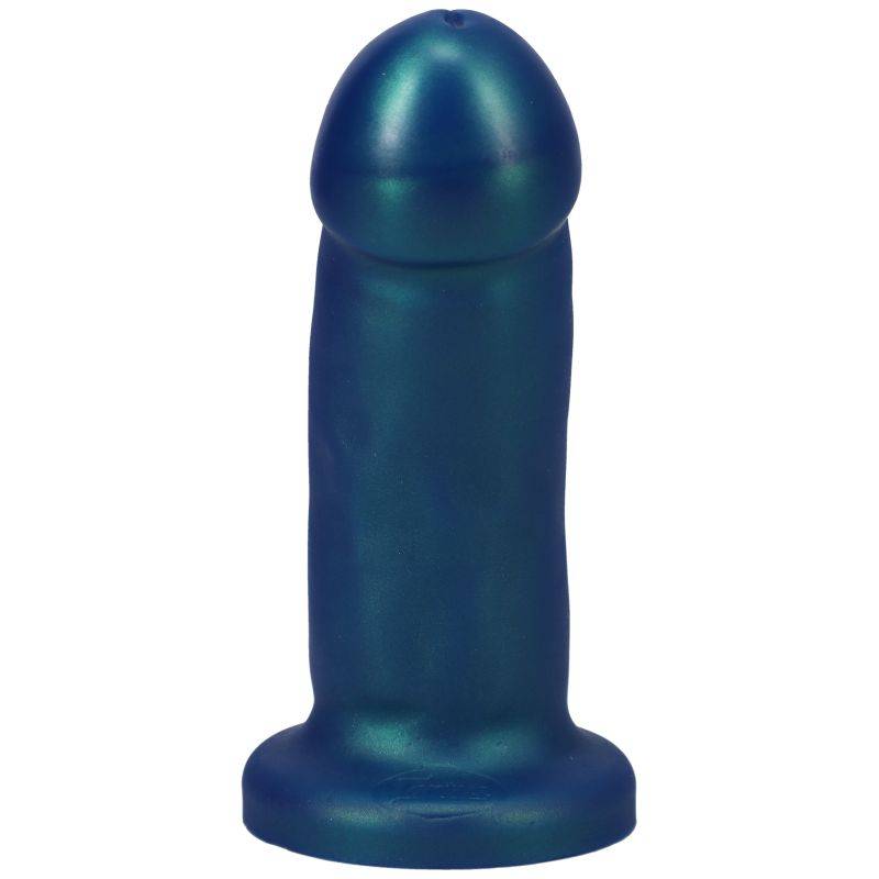 Blue Tantus They/Them Dildo Malachite made of soft silicone with a rounded head and sturdy base, designed for comfortable adult use.