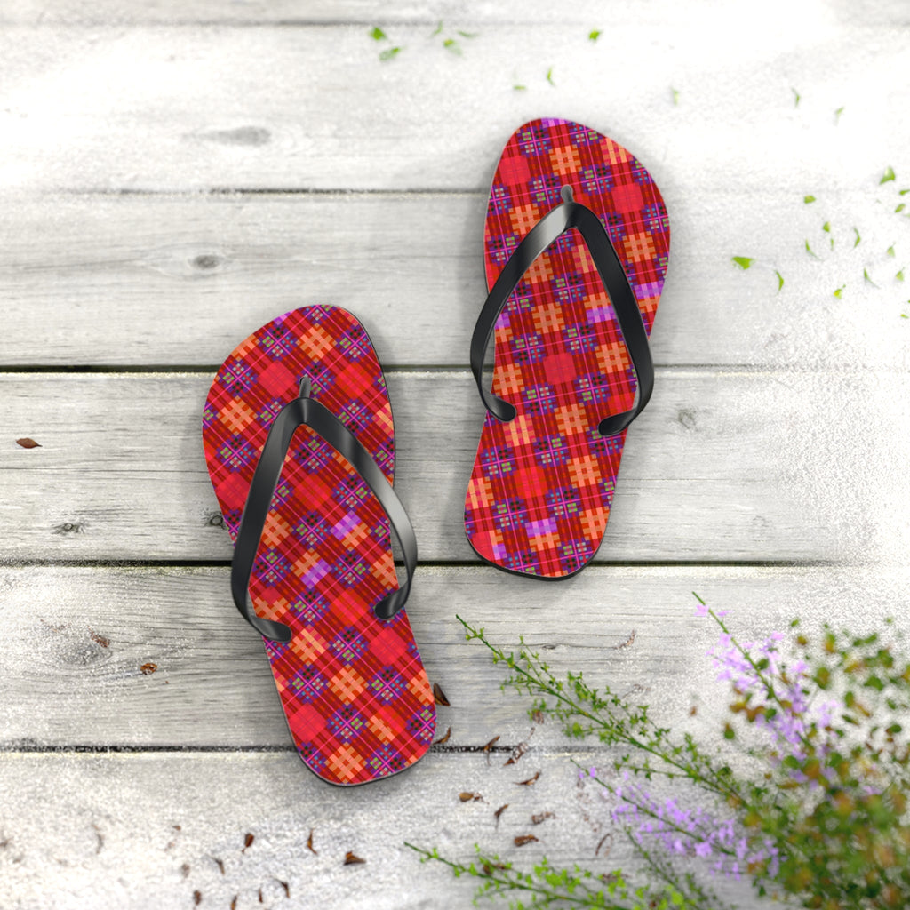 Maris Equi Men's Red Tartan Flip-Flops