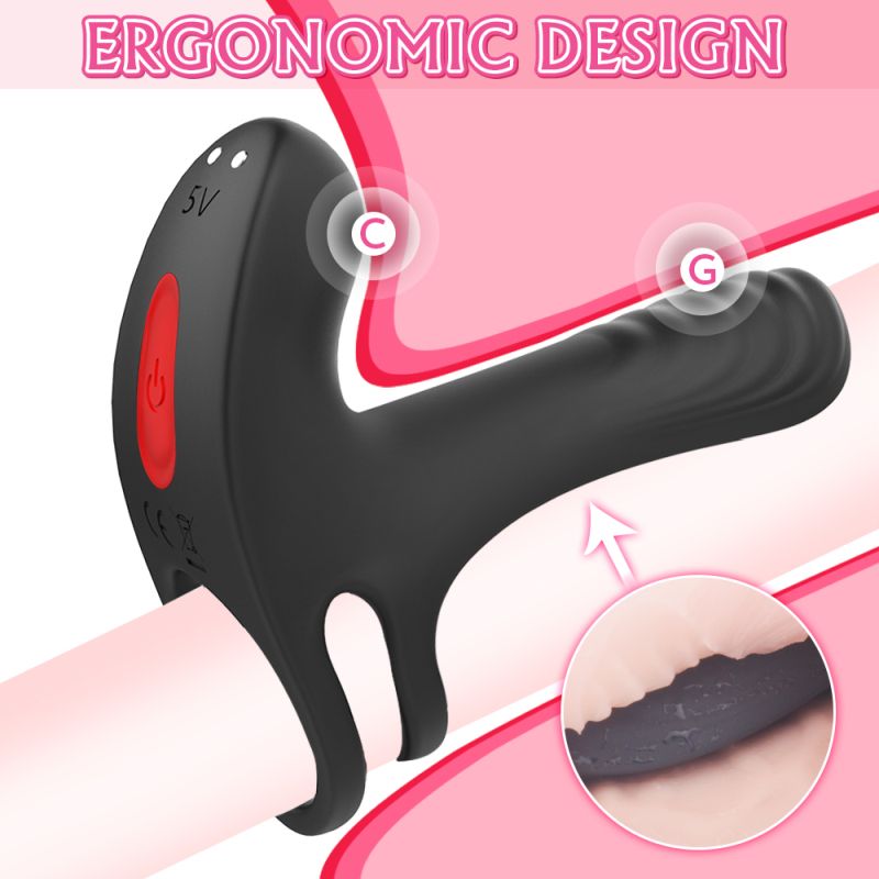 Adult toy featuring ergonomic design with curved shaft, soft material, and pink accents, ideal for prostate and external stimulation