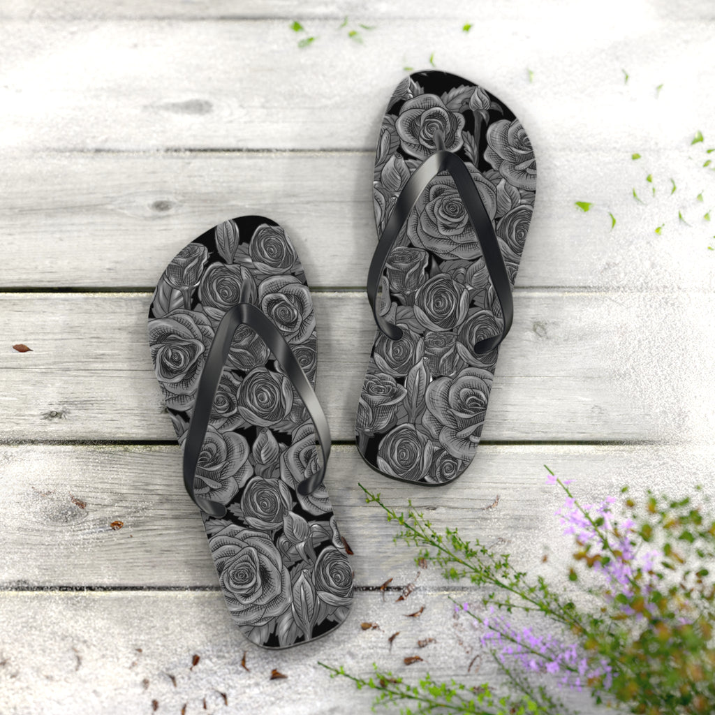 Maris Equi Men's Black Rose Flip-Flops