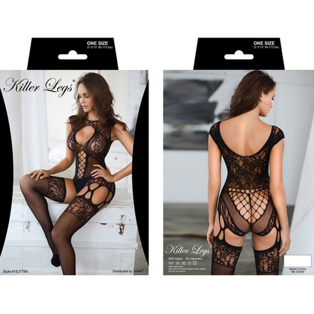 Killer Legs  Tribal Mesh 2 Pc Set Lavender One Size