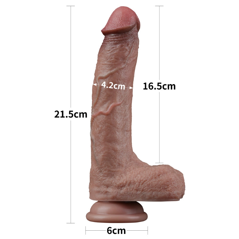 Lovetoy Realistic Dual Layered Silicone Dildo with Balls Suction 8.5in