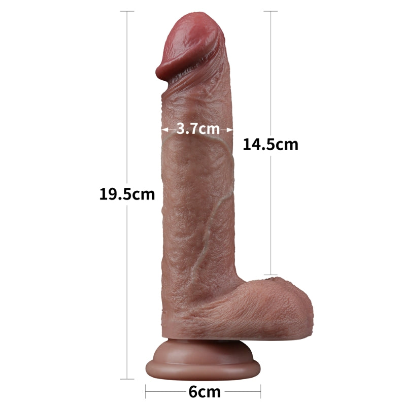 Lovetoy Realistic Dual Layered Silicone Dildo with Balls Suction 7.5in