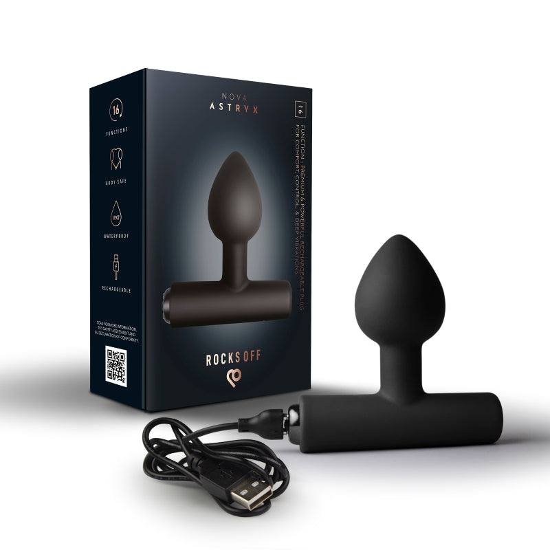 Rocks Off Nova Solaris Tapered Butt Plug Vibrator Black
