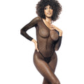 Mapale Long Sleeve Fishnet Full Bodystocking Black One Size