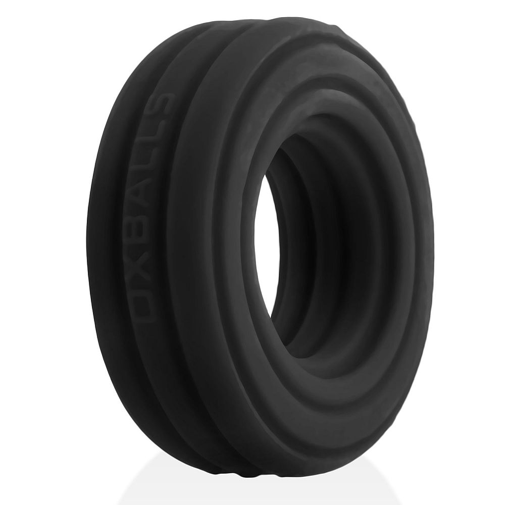 Hunkyjunk Roto Grooved Gripper Ribbed Cockring Black One Size