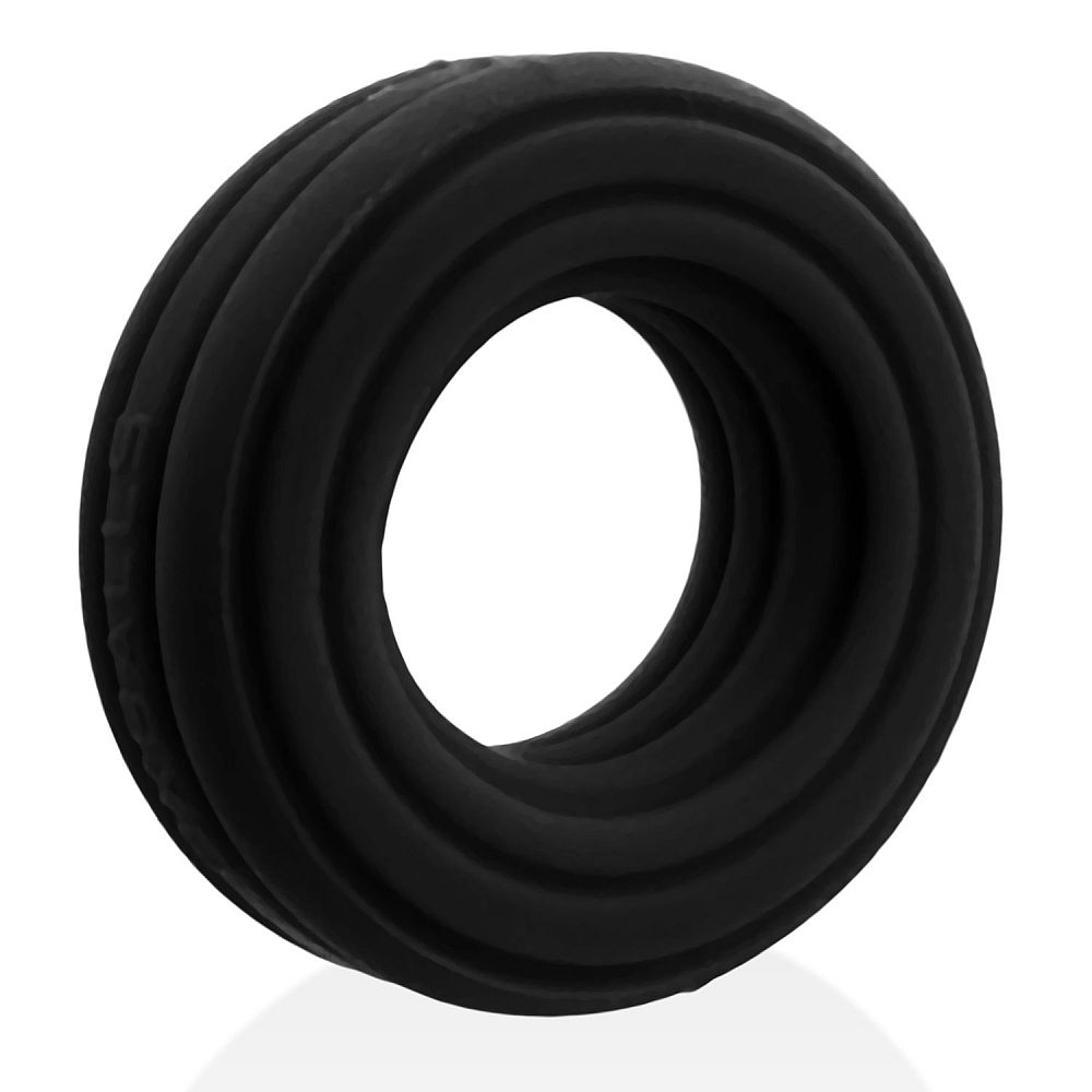 Hunkyjunk Roto Grooved Gripper Ribbed Cockring Black One Size