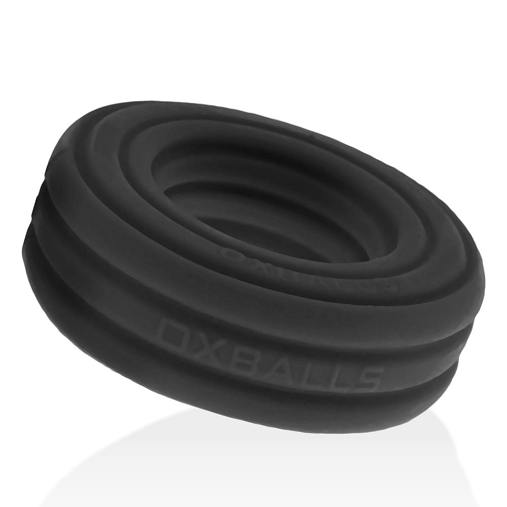 Hunkyjunk Roto Grooved Gripper Ribbed Cockring Black One Size