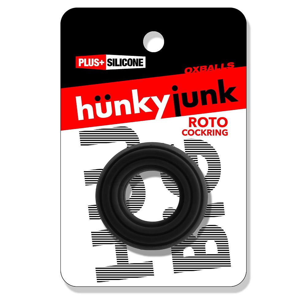 Hunkyjunk Roto Grooved Gripper Ribbed Cockring Black One Size