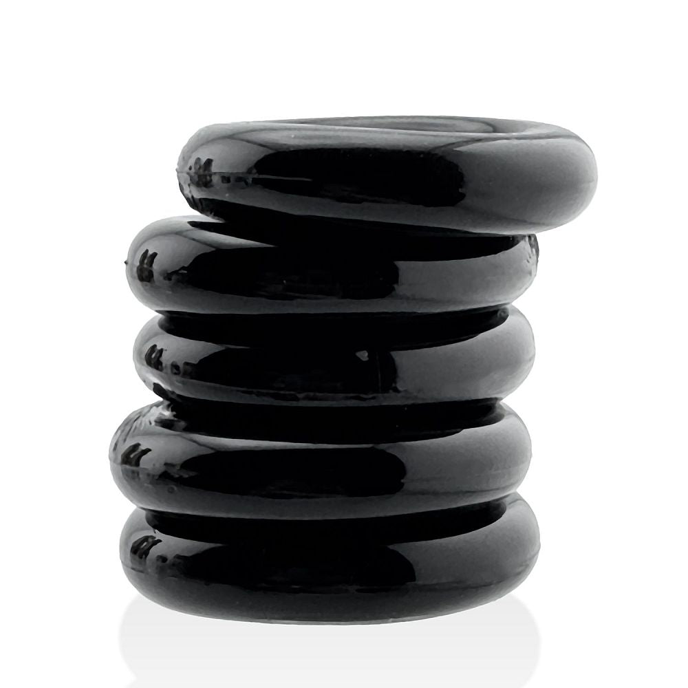 Hunkyjunk Jacker Stack 5 Pc Strong Cock Ring Black One Size