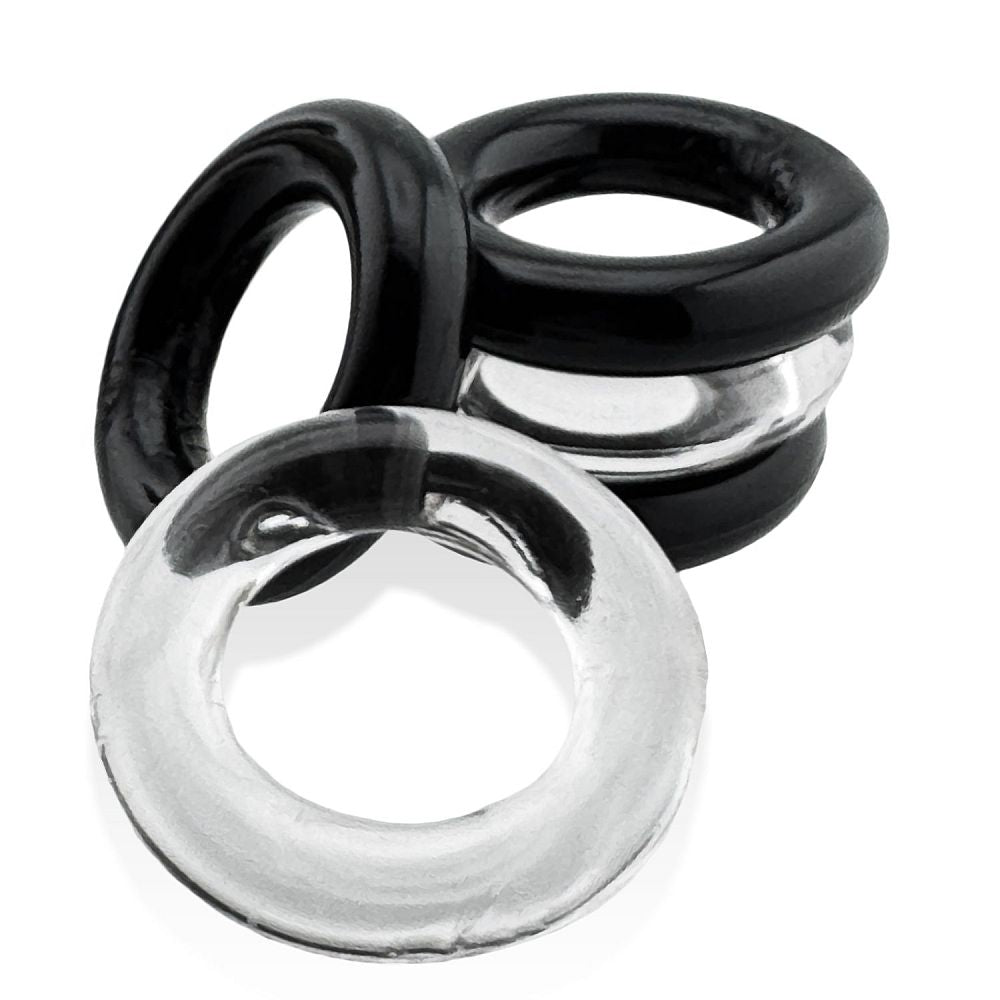 Hunkyjunk Jacker Stack 5 Pc Strong Cock Ring Clear Black One Size