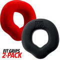 Hunkyjunk Fit Grips 2 Pc Ergo Cockring Black Red One Size