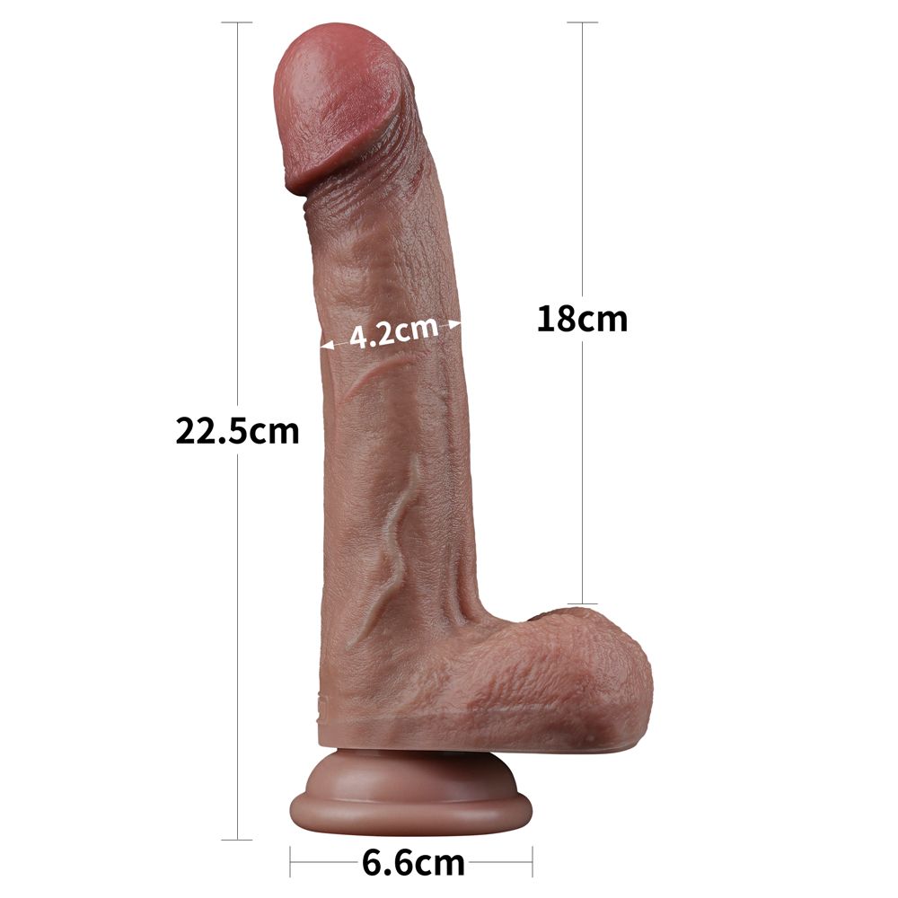 Lovetoy Realistic Dual Layered Silicone Dildo with Balls Suction 9in
