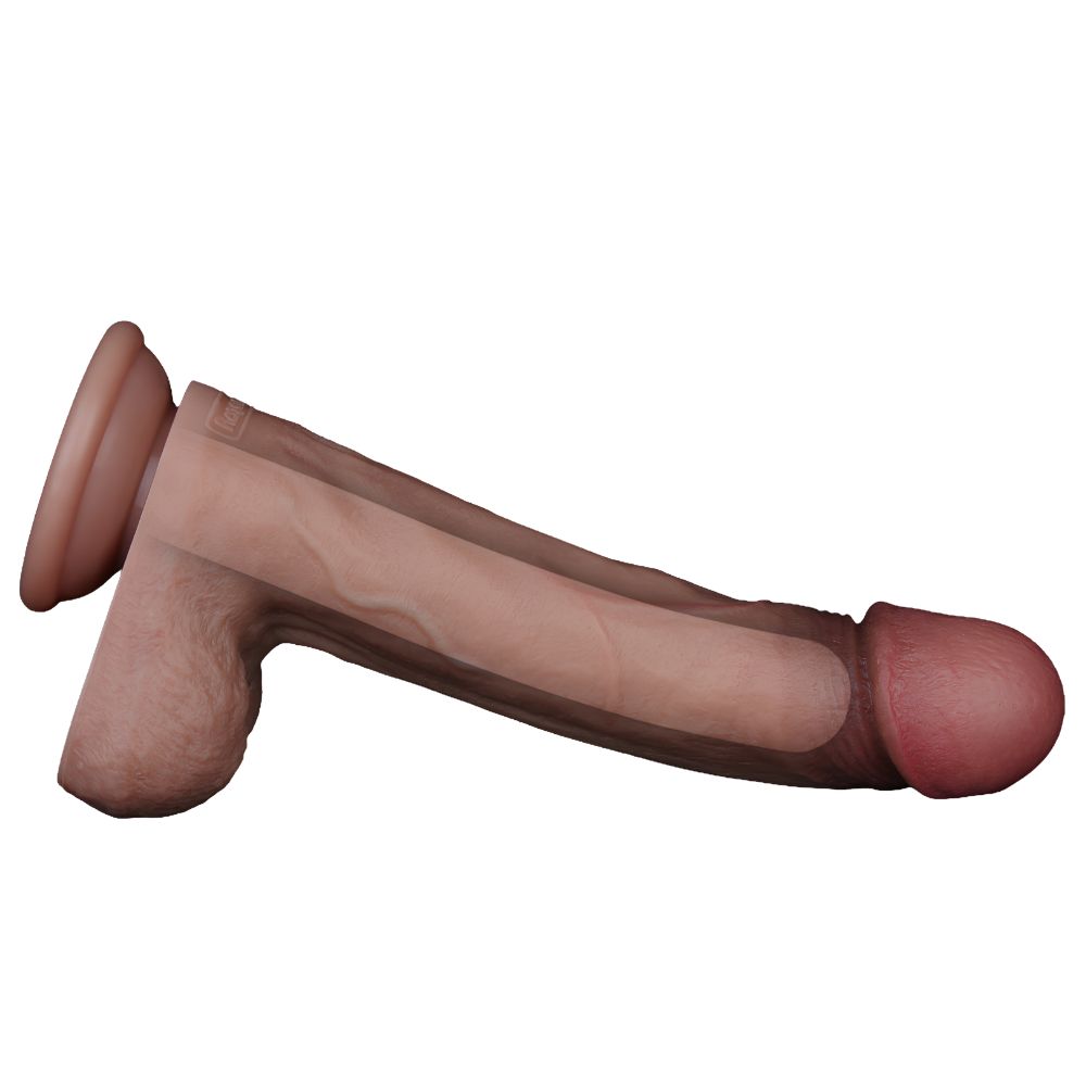 Lovetoy Realistic Dual Layered Silicone Dildo with Balls Suction 9in