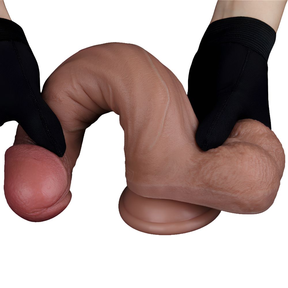 Lovetoy Realistic Dual Layered Silicone Dildo with Balls Suction 9in