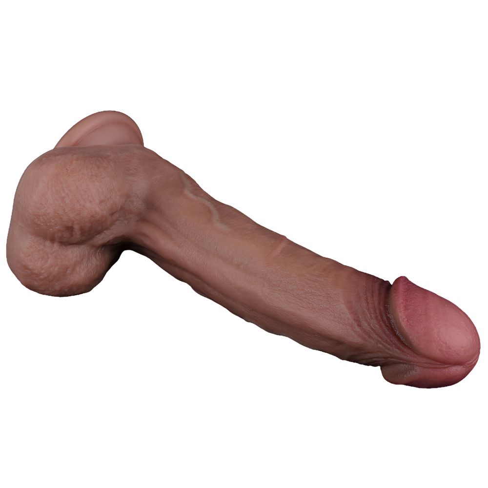 Lovetoy Realistic Dual Layered Silicone Dildo with Balls Suction 9in