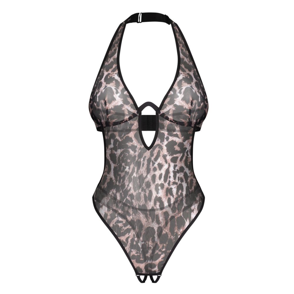 Obsessive Addia Leopard Print Crotchless Teddy S/M