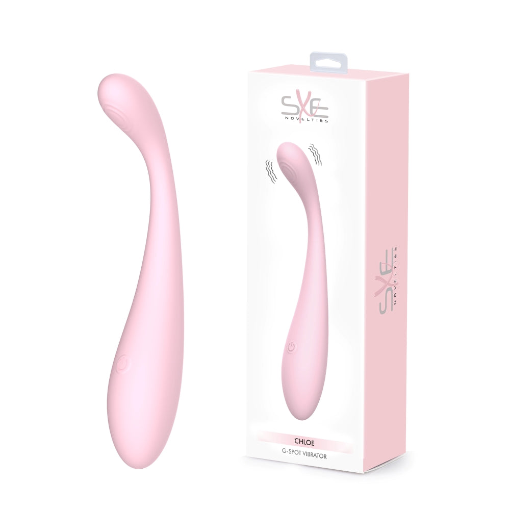 Pink silicone G Spot vibrator with curved design, multi-mode vibration, and a smooth, ergonomic shape for targeted stimulation.