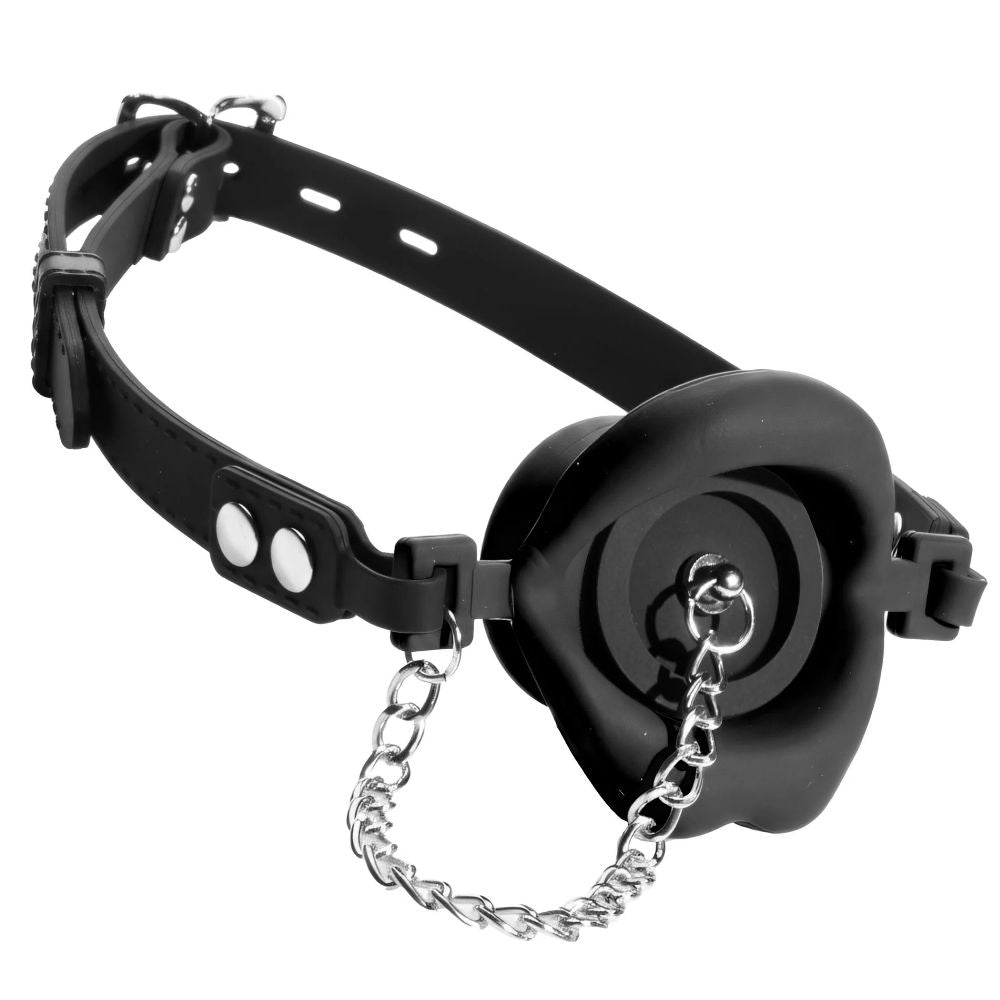 Master Series Plugged Silicone Feeding Gag Black