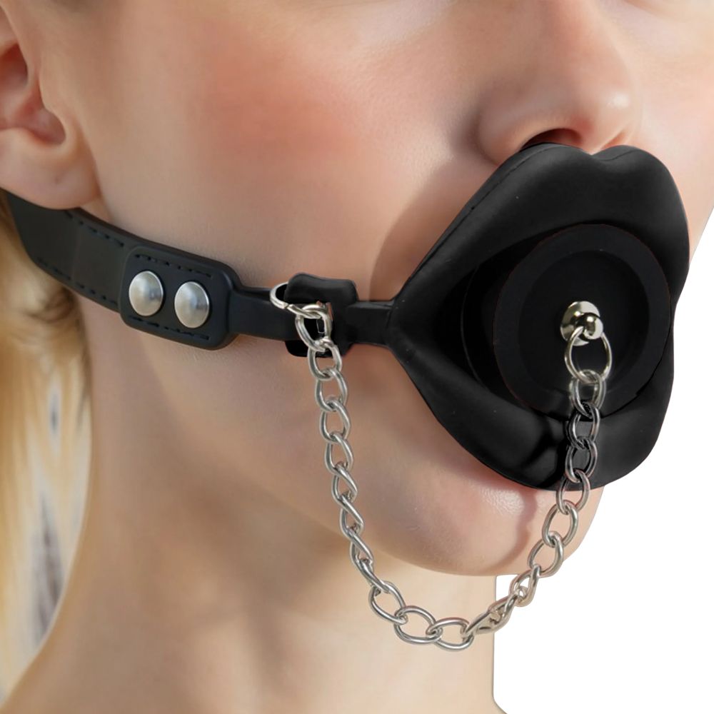 Master Series Plugged Silicone Feeding Gag Black